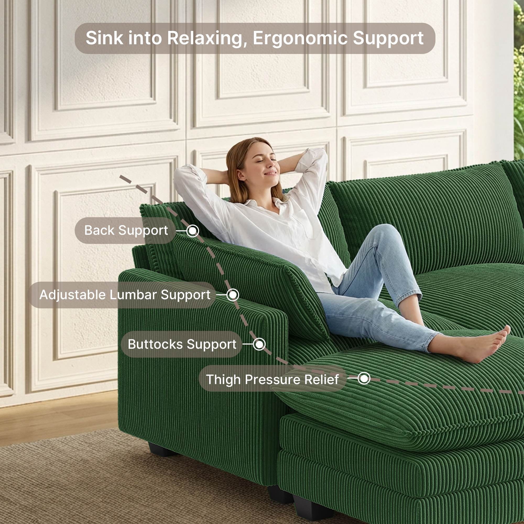 Asofer 31 Cloud Accent Sofa With Washable Cover, Single Corduroy Chair with Deep Seat Upholstered Cushion for Apartment,Dark gray