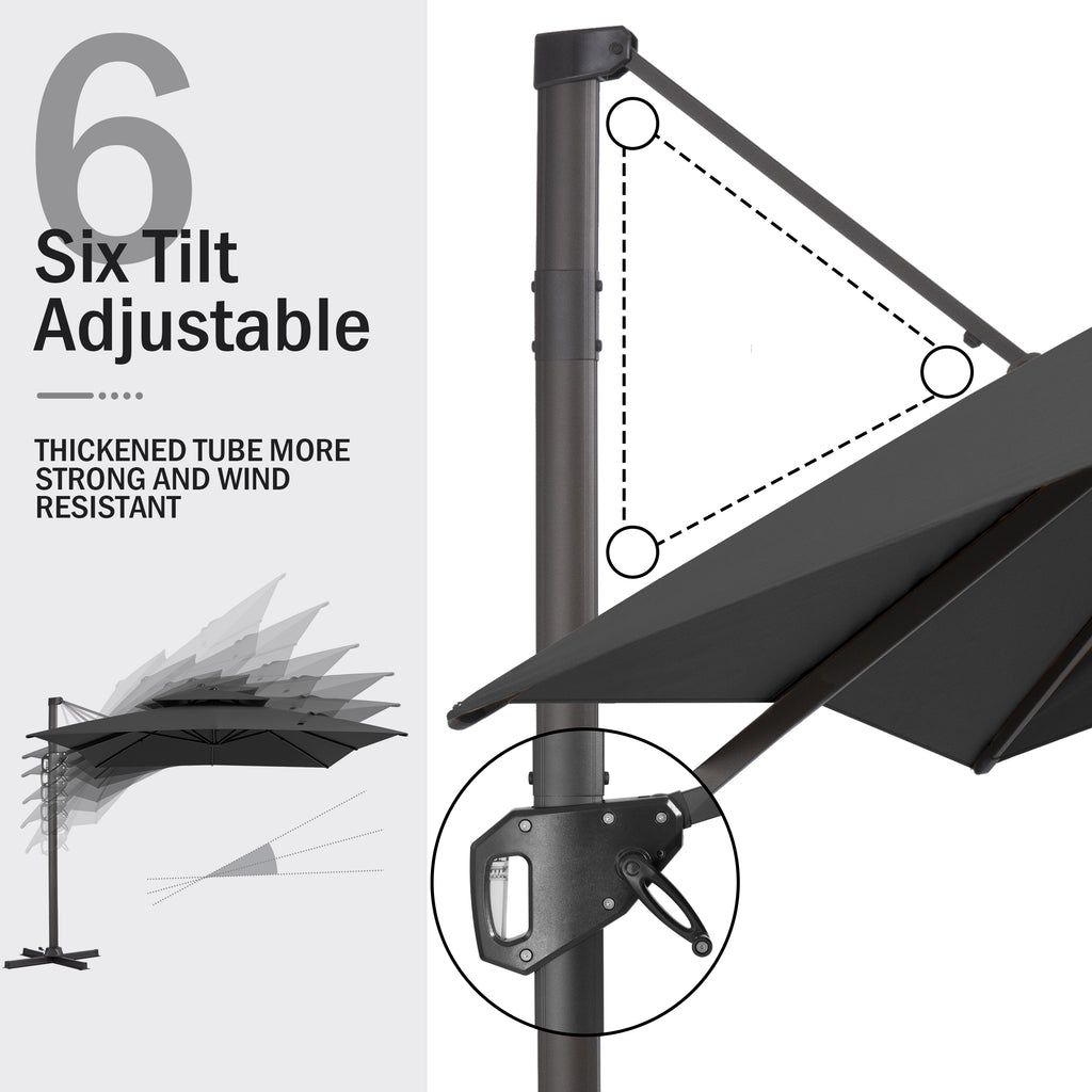Pellebant 9' X 11' Patio Umbrella Outdoor Rectangle Umbrella Large Cantilever Umbrella Windproof Offset Heavy Duty Sun for Garden Deck Pool Patio