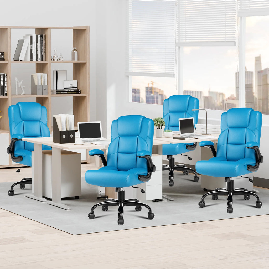 JONPONY Leather Office Chair, Big and Tall 500lbs Ergonomic Desk Chairs with Back Support, Executive Leather Chair with Wheels for Home Office, with Adjustable Padded Armrest & Lumbar Support , Black