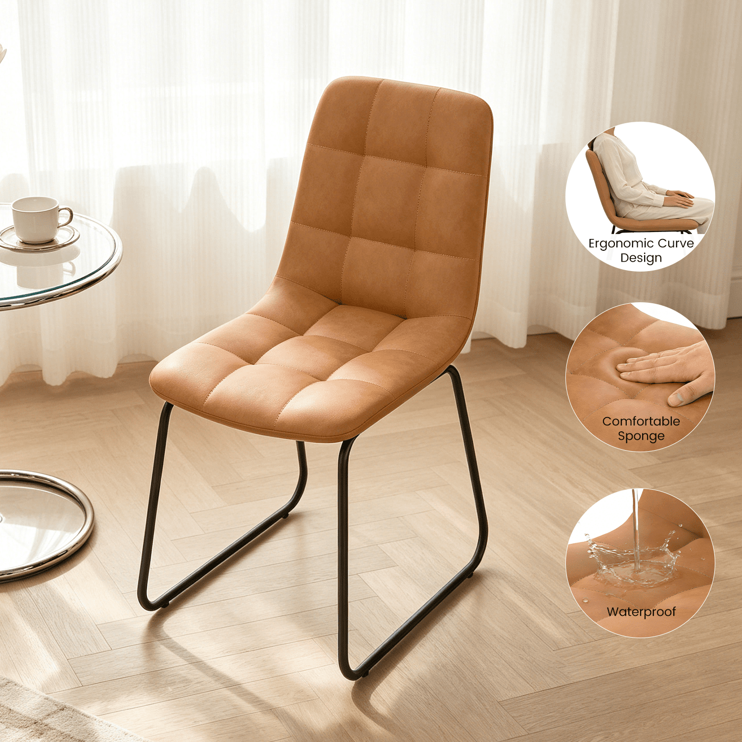 Small Round Dining Table for 2-4 People, 31.7 Modern Round Kitchen Table, Space-Saving Table for Living Dining Room, Coffee ,Apartment