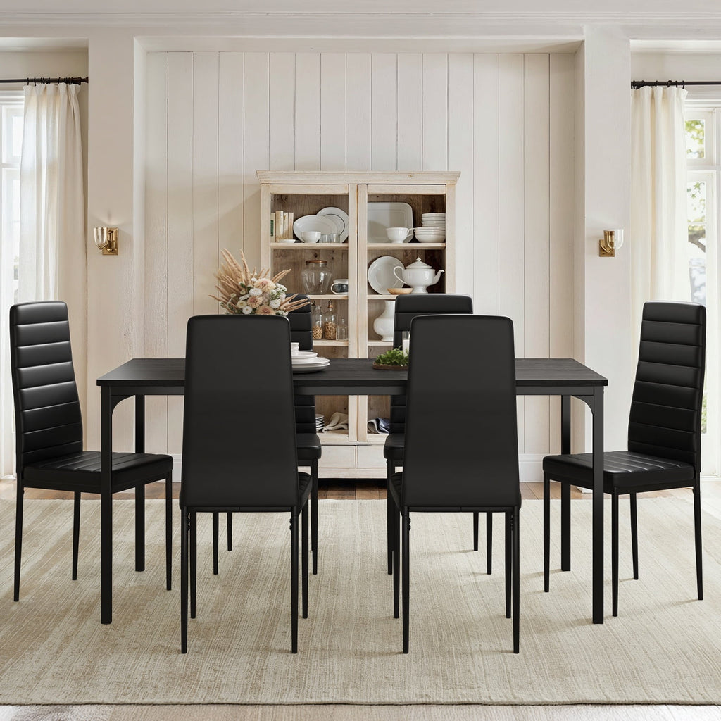 Asofer 5-Piece Dining Table Set for 4, Mid-Century Modern Solid Wood  Kitchen Table and 4 Upholstered Chairs, Small Space Rubberwood Dinette Set for Apartment, Walnut