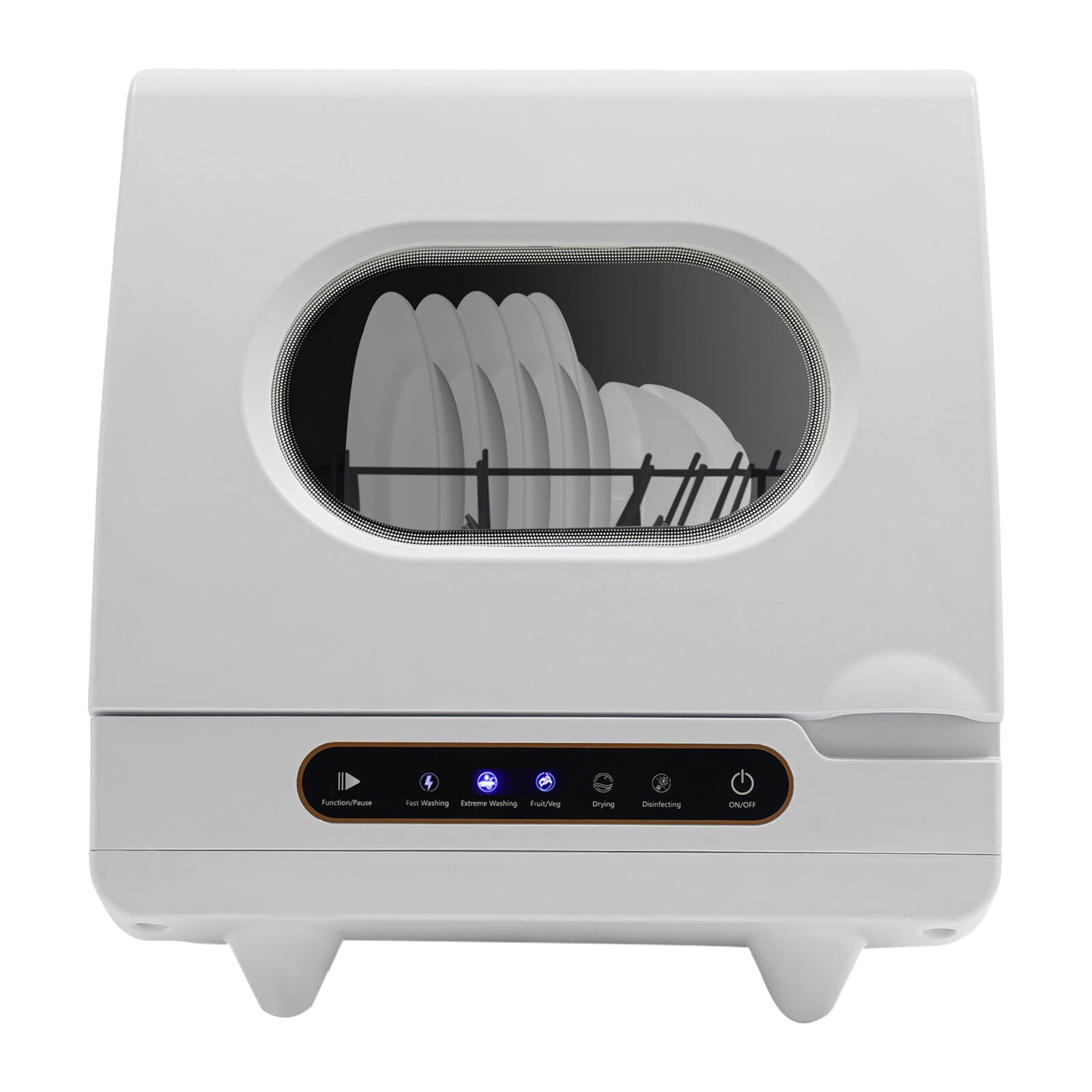 Portable Countertop Dishwasher 5 Washing Programs with Water Tank Leak-Proof Dry 360° Rotation Flushing, Uitable for Homes Kitchen Apartments Dormitories Campers