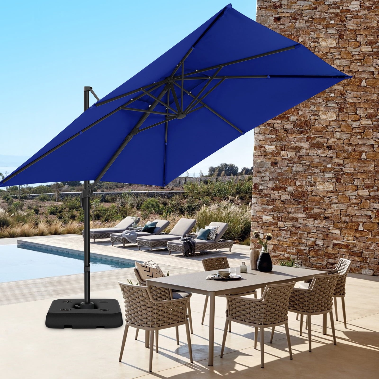 HOTEEL 10ft Patio Umbrella Outdoor Square Large Cantilever Windproof Offset and Heavy Duty Sun Umbrella for Garden Deck Pool，Gray